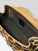 Tanner Krolle Vintage Metallic Gold Leather Leopard Haircalf Buckle Shoulder Bag - Interior