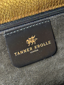 Tanner Krolle Vintage Metallic Gold Leather Leopard Haircalf Buckle Shoulder Bag - Interior Brand Patch