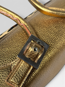 Tanner Krolle Vintage Metallic Gold Leather Leopard Haircalf Buckle Shoulder Bag - Buckle Hardware Detail