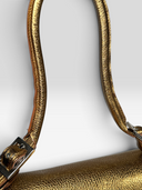 Tanner Krolle Vintage Metallic Gold Leather Leopard Haircalf Buckle Shoulder Bag - Strap Condition Detail