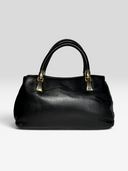 Gianni Versace Vintage Black Leather Medusa Medallion Top Handle Bag - Back