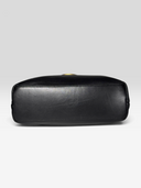 Gianni Versace Vintage Black Leather Medusa Medallion Top Handle Bag - Bottom