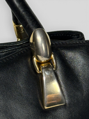 Gianni Versace Vintage Black Leather Medusa Medallion Top Handle Bag - Handle Attachment Hardware Detail