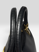 Gianni Versace Vintage Black Leather Medusa Medallion Top Handle Bag - Handle Condition Detail