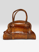 Christian Dior by John Galliano 2005 Brown Crocodile-Embossed Leather Detective Bag - Back