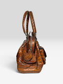 Christian Dior by John Galliano 2005 Brown Crocodile-Embossed Leather Detective Bag - Side Profile 1