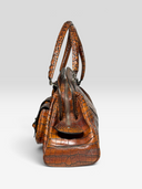 Christian Dior by John Galliano 2005 Brown Crocodile-Embossed Leather Detective Bag - Side Profile 2