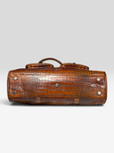Christian Dior by John Galliano 2005 Brown Crocodile-Embossed Leather Detective Bag - Bottom