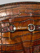 Christian Dior by John Galliano 2005 Brown Crocodile-Embossed Leather Detective Bag - Dior Logo Hardware Detail