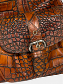 Christian Dior by John Galliano 2005 Brown Crocodile-Embossed Leather Detective Bag - Front Pocket Buckle Detail