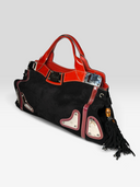 Gucci by Frida Giannini SS 2007 Black Suede Race Bamboo Tassel Top Handle Bag - Front Angle