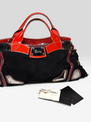 Gucci by Frida Giannini SS 2007 Black Suede Race Bamboo Tassel Top Handle Bag - Authenticity Cards & Bag View