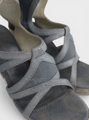 Balenciaga Canvas & Leather Cut-Out Espadrille Wedge Sandals