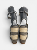 Balenciaga Canvas & Leather Cut-Out Espadrille Wedge Sandals