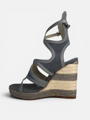 Balenciaga Canvas & Leather Cut-Out Espadrille Wedge Sandals