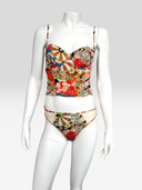 Christian Dior by John Galliano SS2001 Oriental Print Corset & Bikini Set — Front on Mannequin
