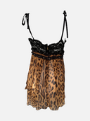 Dolce & Gabbana Leopard Print Lace Babydoll Camisole Top - Back