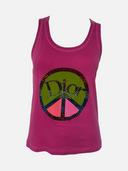 Christian Dior by John Galliano S/S 2005 Peace Sign Rhinestone Tank Top - Front