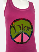 Christian Dior by John Galliano S/S 2005 Peace Sign Rhinestone Tank Top - Peace Sign Rhinestone Detail