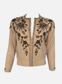 Vintage 1950s–60s Hand-Beaded Lambswool Angora Cardigan - Open Front