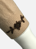 Vintage 1950s–60s Hand-Beaded Lambswool Angora Cardigan - Cuff Beading Detail