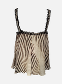 Roberto Cavalli Zebra Print Silk Lace Camisole Top - Back