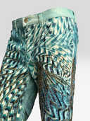 Roberto Cavalli Vintage 2001 Turquoise Psychedelic Beaded Sequin Jeans - Psychedelic Beaded Sequin Detail 1