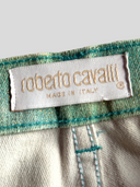 Roberto Cavalli Vintage 2001 Turquoise Psychedelic Beaded Sequin Jeans - Brand Tag