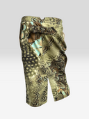 Roberto Cavalli Vintage Green Feather & Animal Print Belted Pencil Skirt - Front
