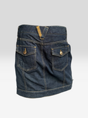 Dolce & Gabbana Vintage Dark Wash D&G Leather-Tab Denim Mini Skirt - Back