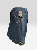 Dolce & Gabbana Vintage Dark Wash D&G Leather-Tab Denim Mini Skirt - Side Profile 2
