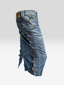 Just Cavalli Vintage Side-Buckle Washed Denim Midi Pencil Skirt - Side Profile 1