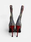 Casadei Vintage Jewel Denim Print Ankle Boots