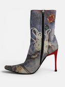 Casadei Vintage Jewel Denim Print Ankle Boots