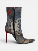 Casadei Vintage Jewel Denim Print Ankle Boots