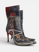 Casadei Vintage Jewel Denim Print Ankle Boots
