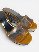 Chanel PVC CC Chrome Platform Wedge Mules