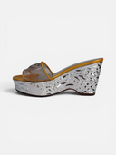 Chanel PVC CC Chrome Platform Wedge Mules
