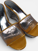 Chanel PVC CC Chrome Platform Wedge Mules