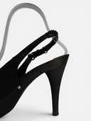Dior Logo Canvas Slingback Platform Heels