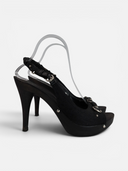 Dior Logo Canvas Slingback Platform Heels