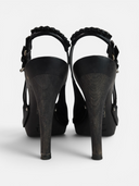 Dior Logo Canvas Slingback Platform Heels