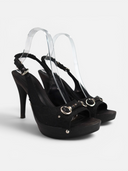 Dior Logo Canvas Slingback Platform Heels