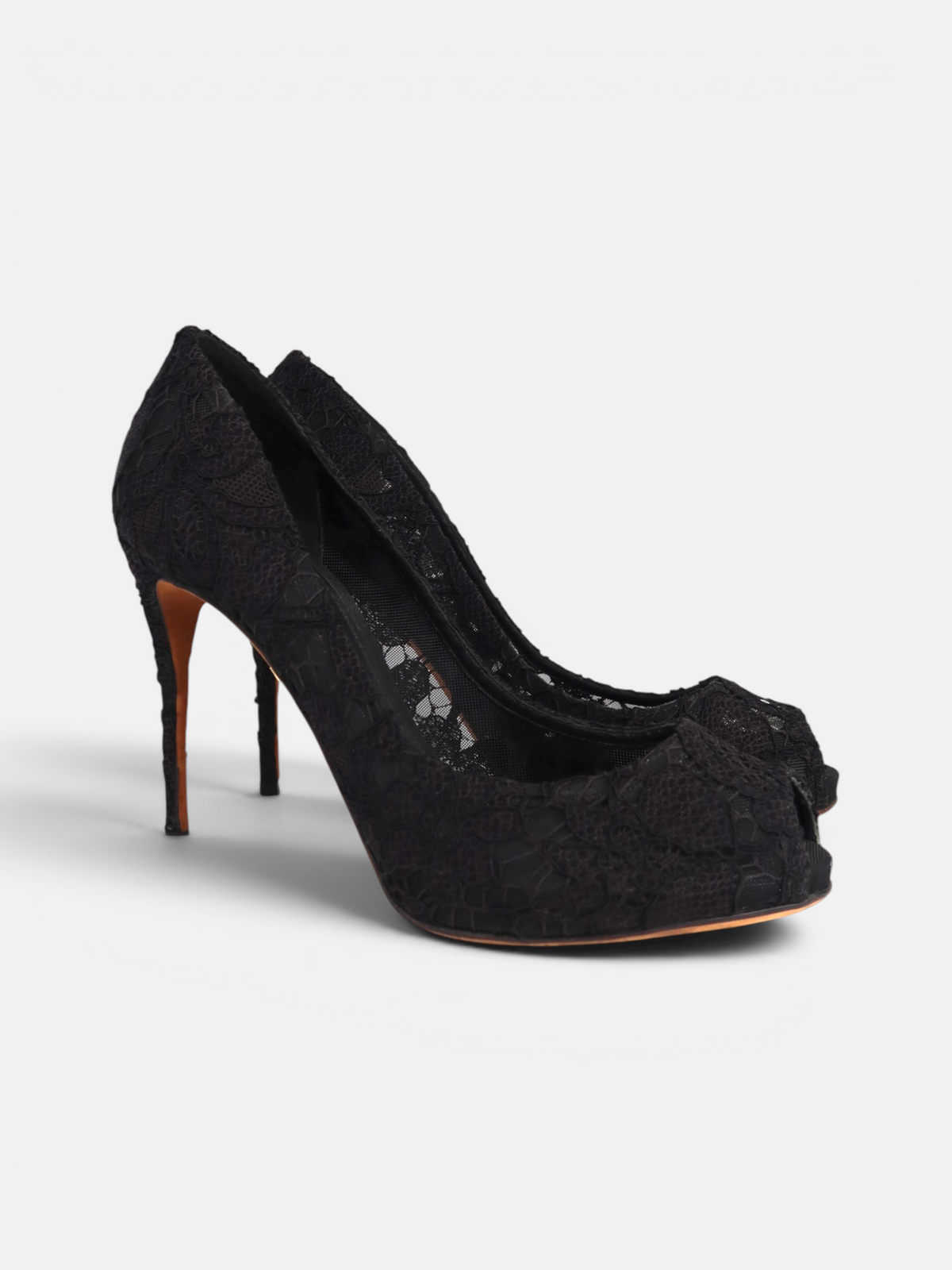 Dolce & Gabbana Lace Peep-Toe Platform Pumps