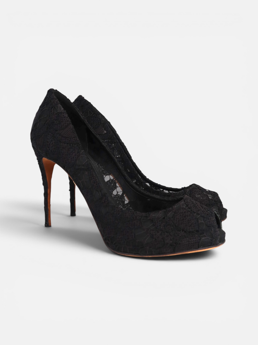 Dolce & Gabbana Lace Peep-Toe Platform Pumps