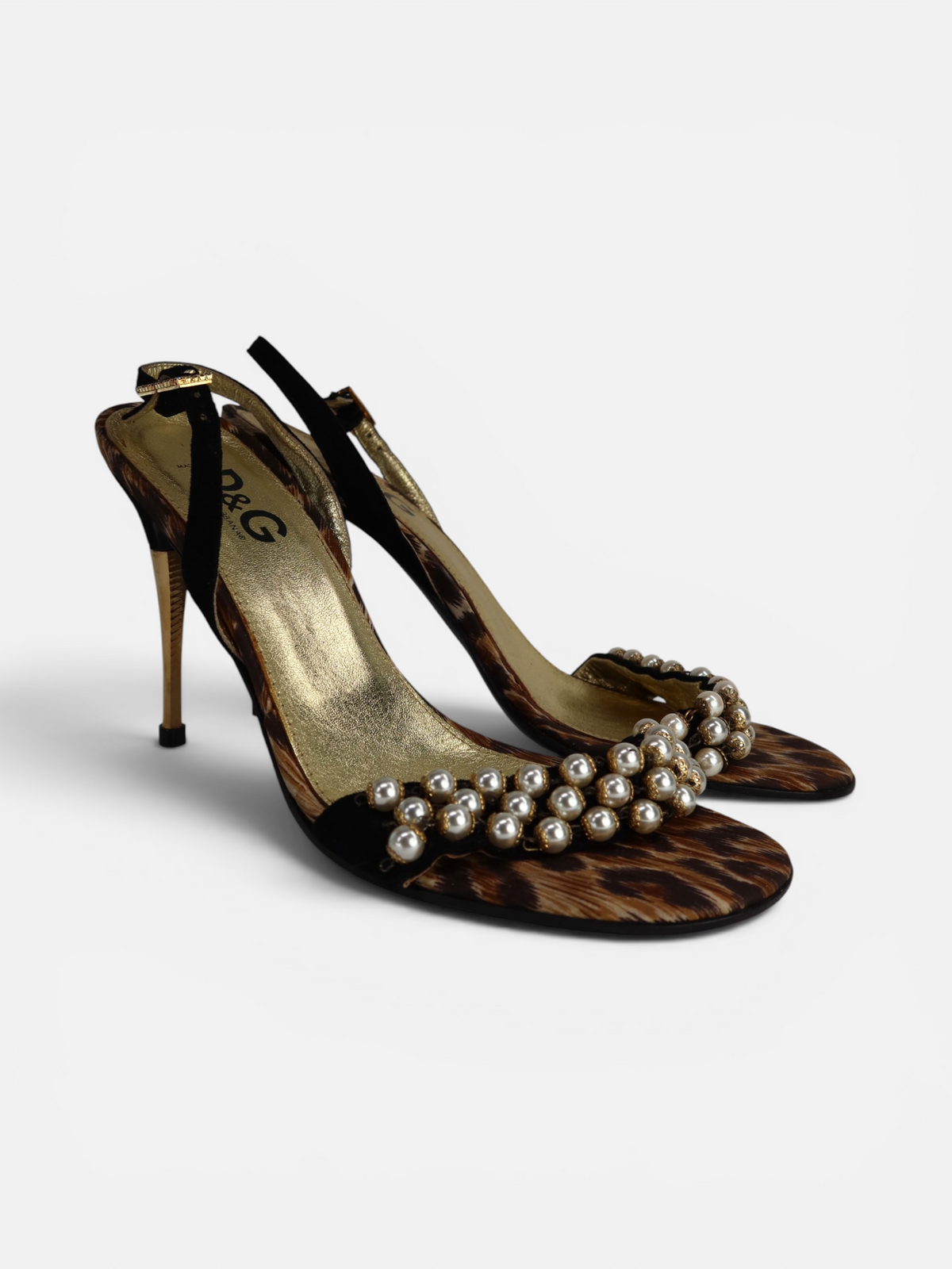 Dolce & Gabbana Leopard Pearl Slingback Heels