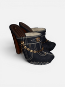Gianmarco Lorenzi Denim Chainlink Clog Mules