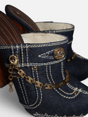 Gianmarco Lorenzi Denim Chainlink Clog Mules