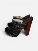 Gianmarco Lorenzi Denim Chainlink Clog Mules