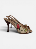 Gucci Flora Bamboo Horsebit Slingback Heels
